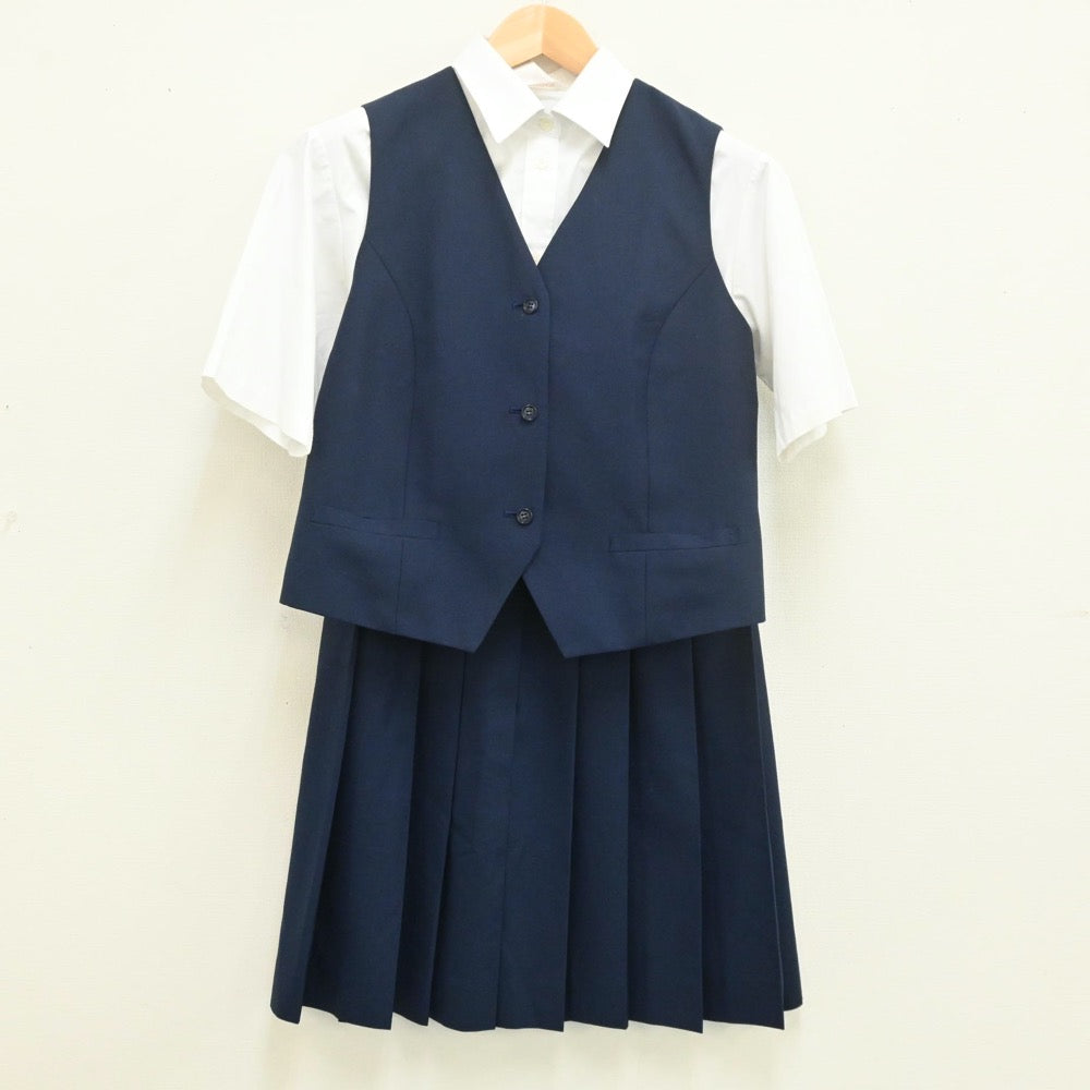 中古制服】神奈川県 横浜市立田奈中学校 女子制服 3点（ベスト・シャツ