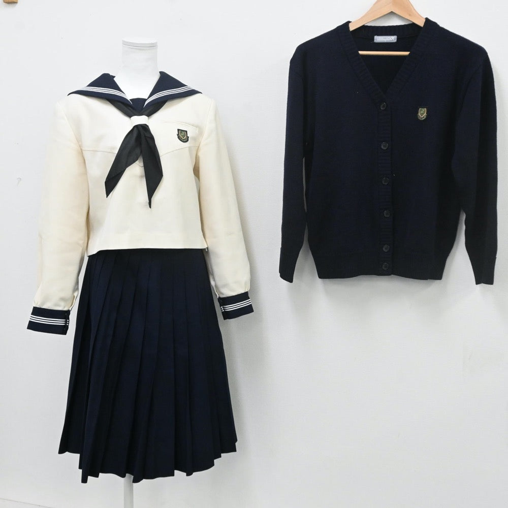 【中古】兵庫県 東洋大学付属姫路高等学校 女子制服 4点（セーラー服・ニット・スカート）sf009595