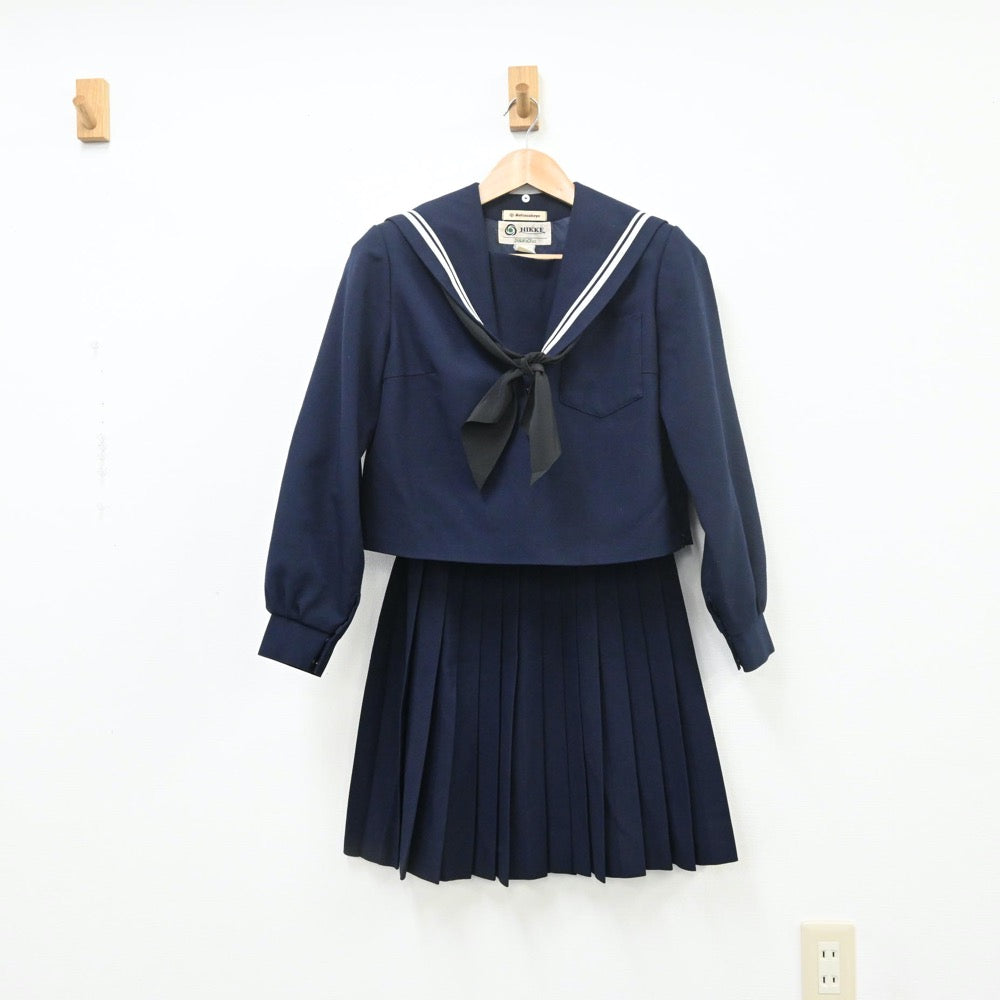 【中古】愛知県 豊田西高等学校 女子制服 4点（セーラー服・スカート）sf009823