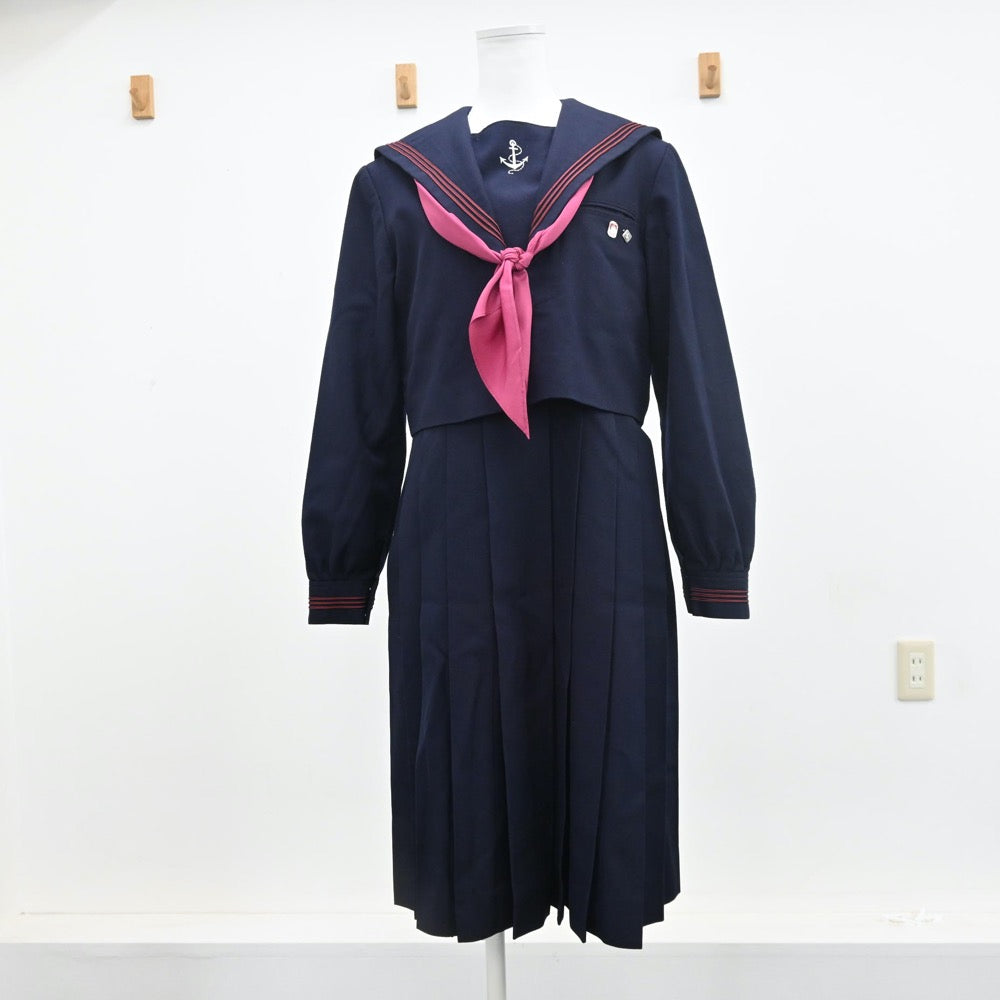 【中古】福岡県 福岡女学院高等学校 女子制服 4点（セーラー服・ニット・ジャンパースカート）sf009937