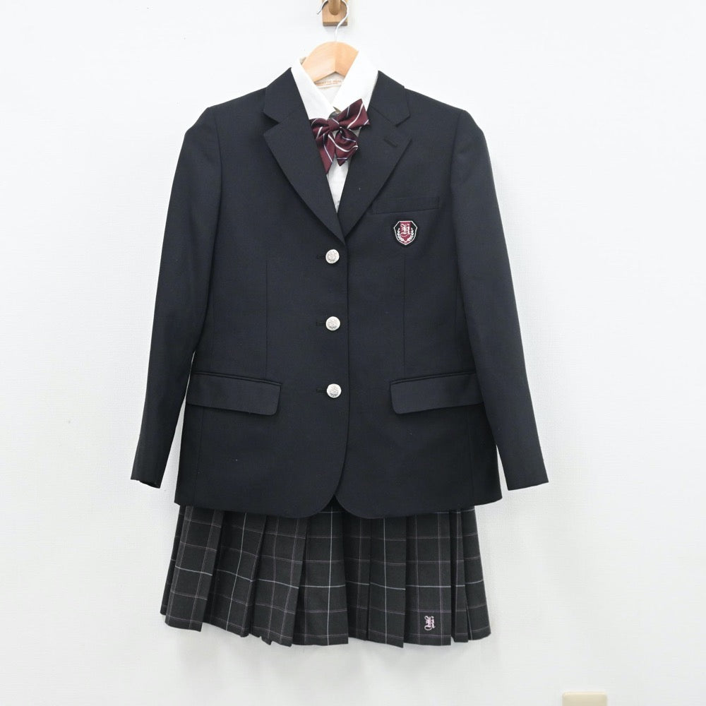 【中古】大阪府 久米田高等学校 女子制服 5点（ブレザー・シャツ・ニット・スカート）sf010009