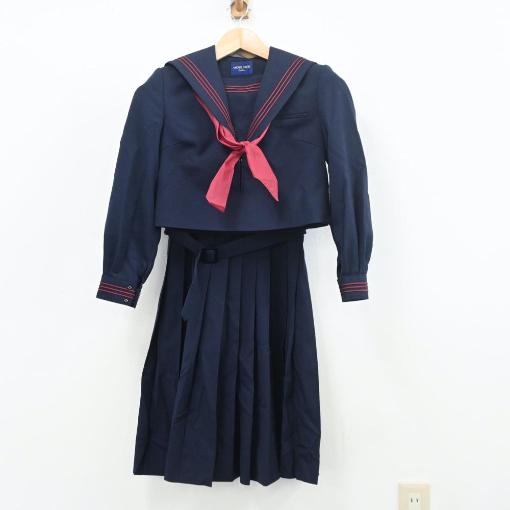 【中古】福岡県 良山中学校 女子制服 5点（セーラー服・シャツ・ジャンパースカート）sf010022