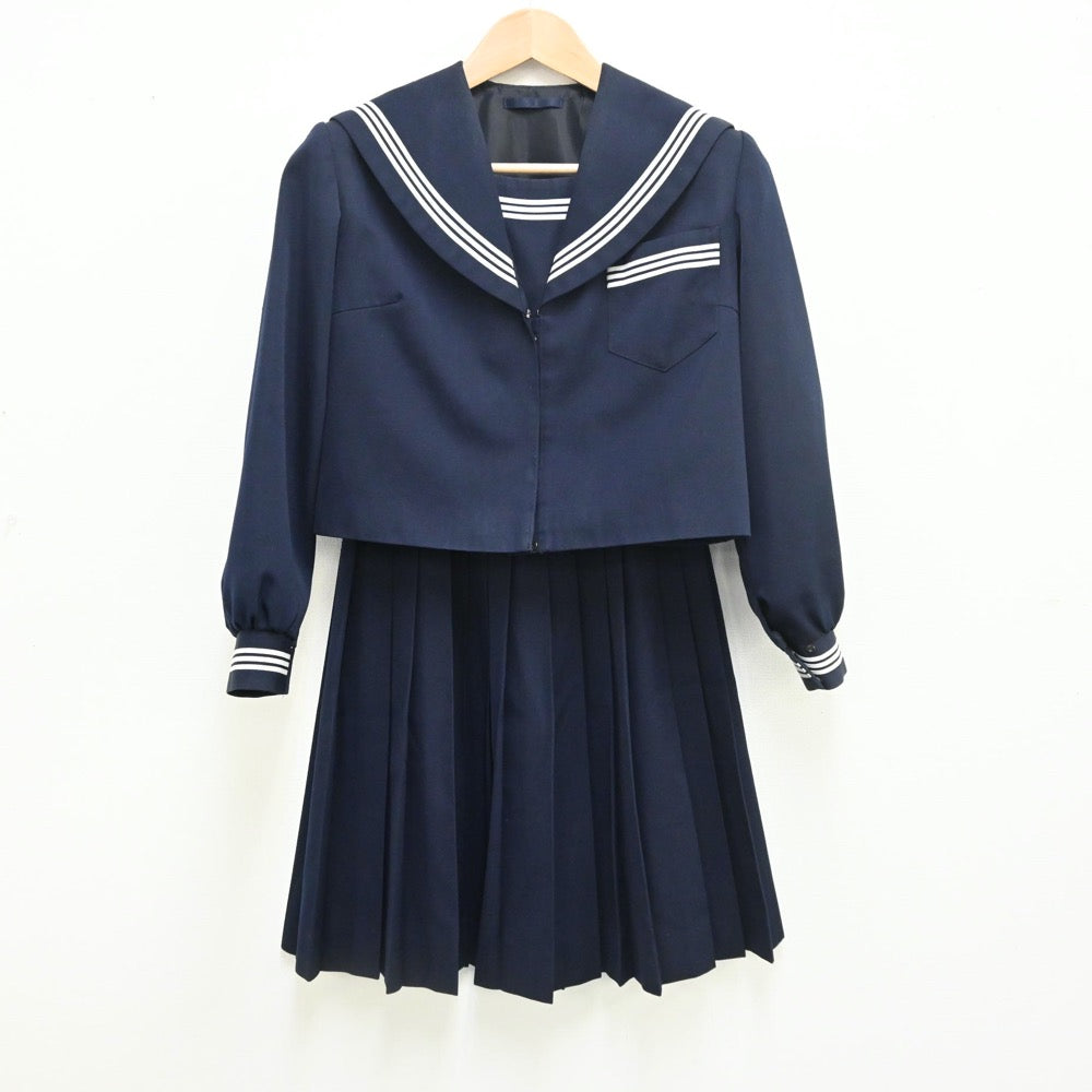 【中古】静岡県 袋井市立周南中学校 女子制服 2点（セーラー服・スカート）sf010065