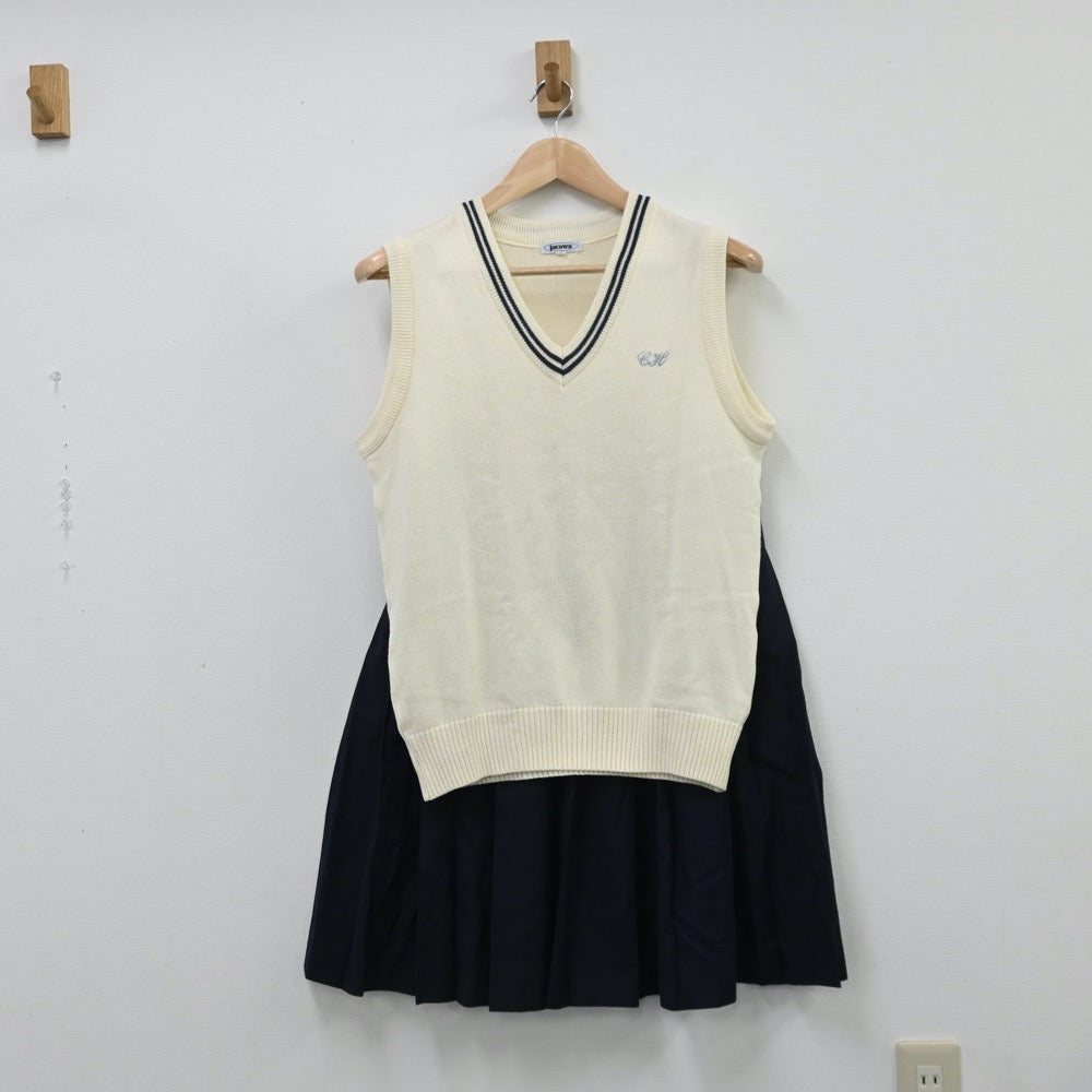 中古制服】千葉県 千葉東高等学校 女子制服 2点（ニットベスト