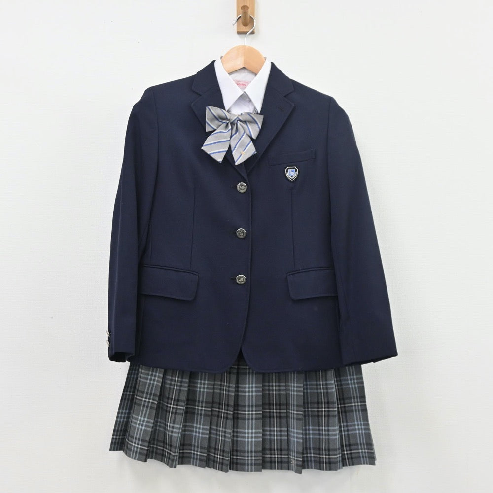 【中古】北海道 石狩南高等学校 女子制服 5点（ブレザー・シャツ・ニット・スカート）sf010555