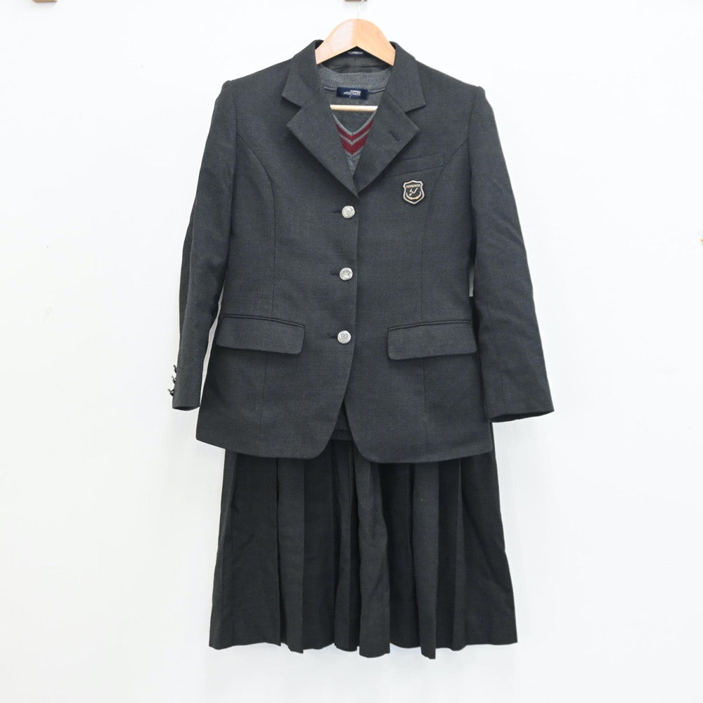 【中古】長崎県 長崎県立佐世保西高等学校 女子制服 3点（ブレザー・ニット・スカート）sf010747