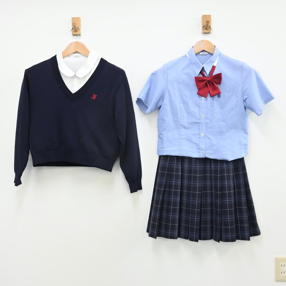 中古制服】兵庫県 甲子園学院高等学校 女子制服 5点（シャツ・ニット