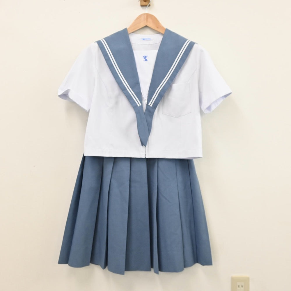 【中古】大分県 大分鶴崎高等学校 女子制服 3点（セーラー服・スカート）sf010978