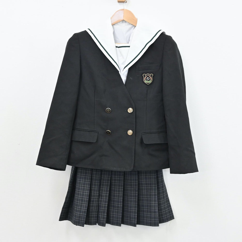 【中古】福岡県 九州産業大学付属九州産業高等学校 女子制服 4点（ブレザー・セーラー服・ニット・スカート）sf011155