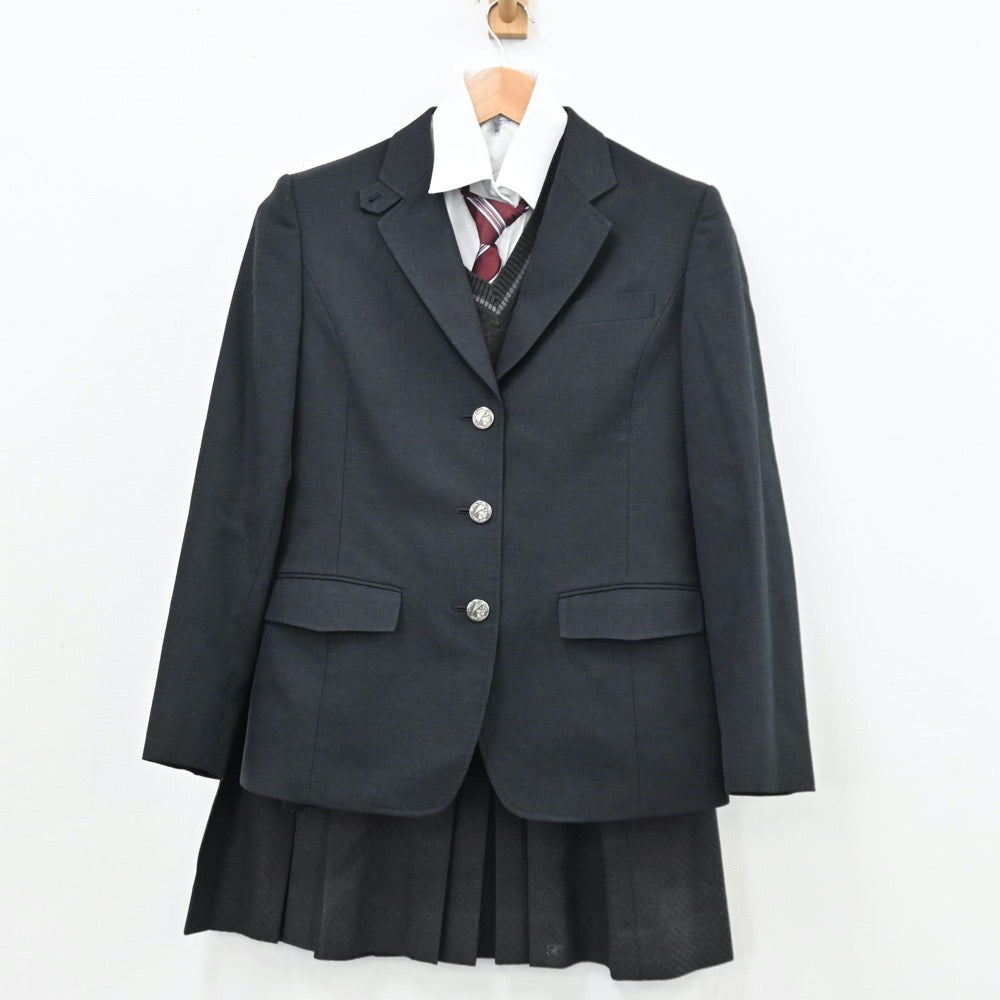 【中古】三重県 鈴鹿市神戸高等学校 女子制服 5点（ブレザー・シャツ・ニット・スカート）sf011258