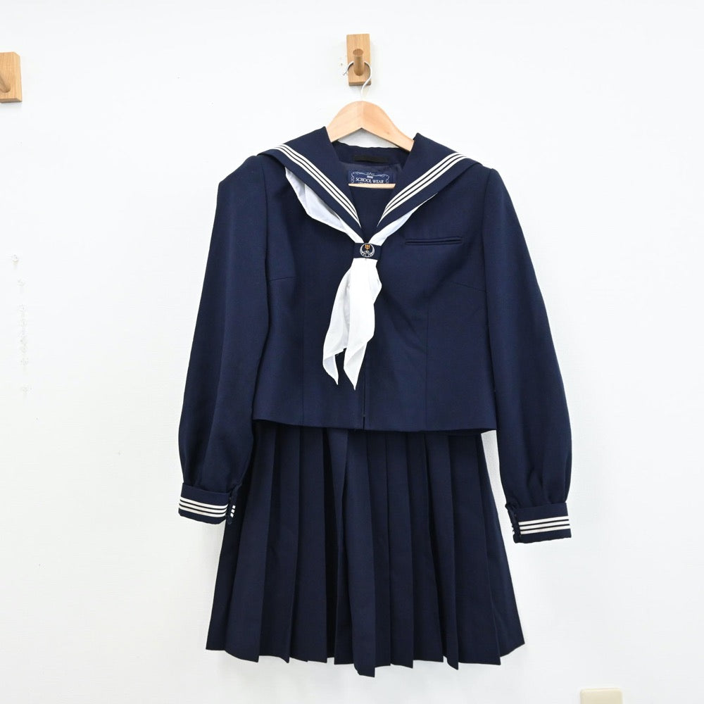 【中古】埼玉県 鶴ヶ島中学校 女子制服 3点（セーラー服・スカート）sf011716