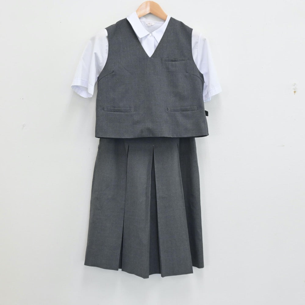 【中古】大阪府 大阪市立菫中学校 女子制服 4点（ベスト・シャツ・スカート）sf011996