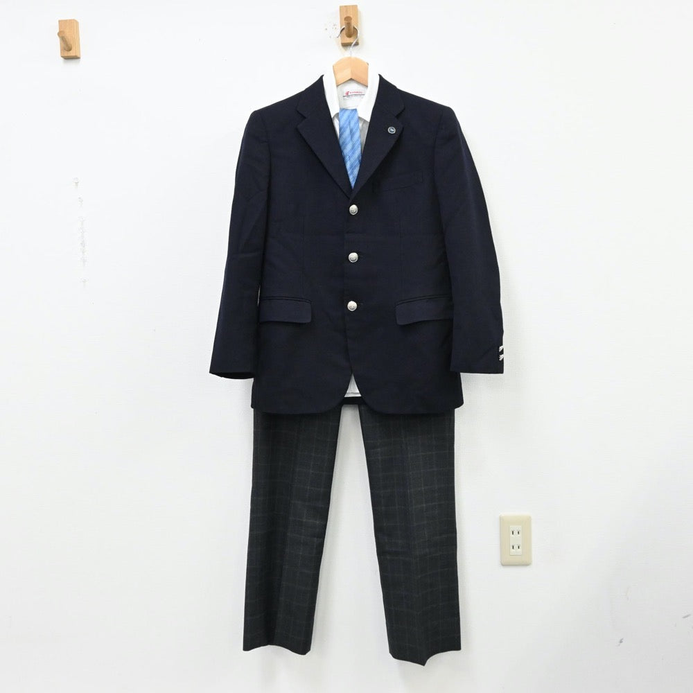 【中古】神奈川県 クラーク記念国際高等学校 男子制服 4点（ブレザー・シャツ・ズボン）sf012292