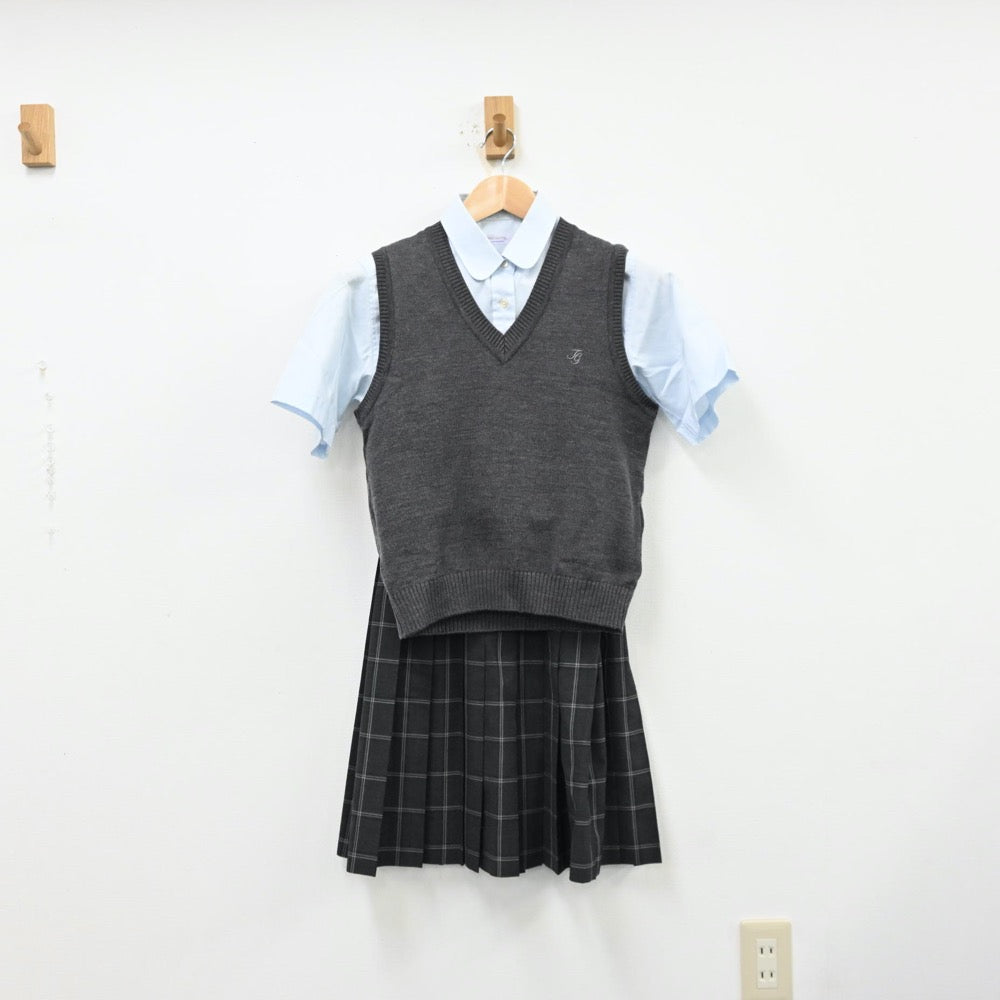 【中古】茨城県 私立大成女子高等学校 女子制服 5点（シャツ・ニットベスト・ニットベスト・スカート）sf012383