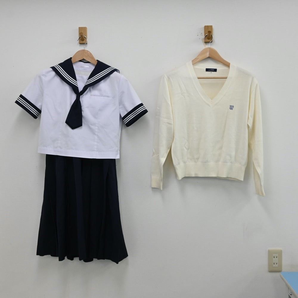 【中古】千葉県 和洋国府台女子高等学校 女子制服 6点（セーラー服・ニット・シャツ・スカート）sf012528