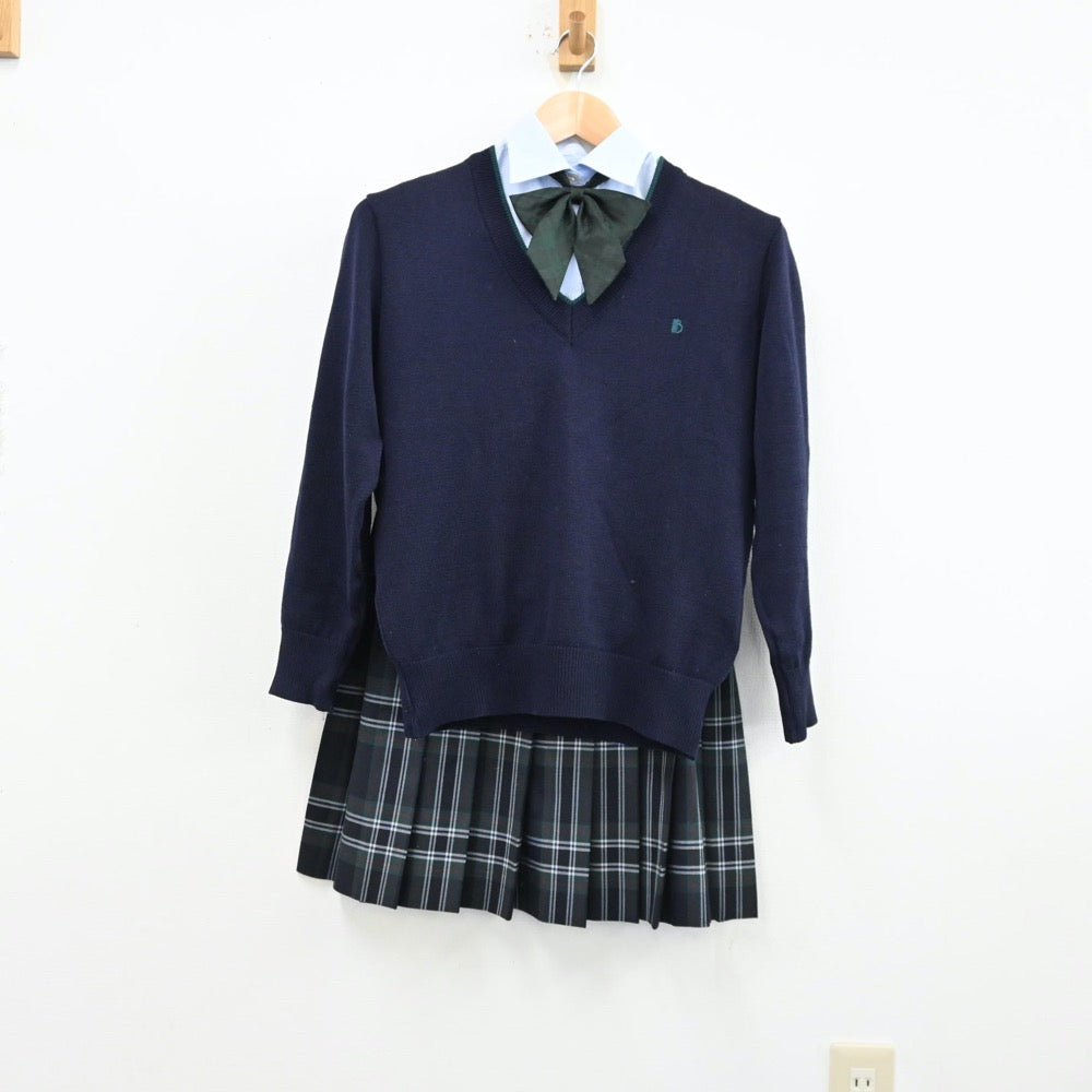 【中古】東京都 文京学院大学女子高等学校 女子制服 4点（シャツ・ニット・スカート）sf012840