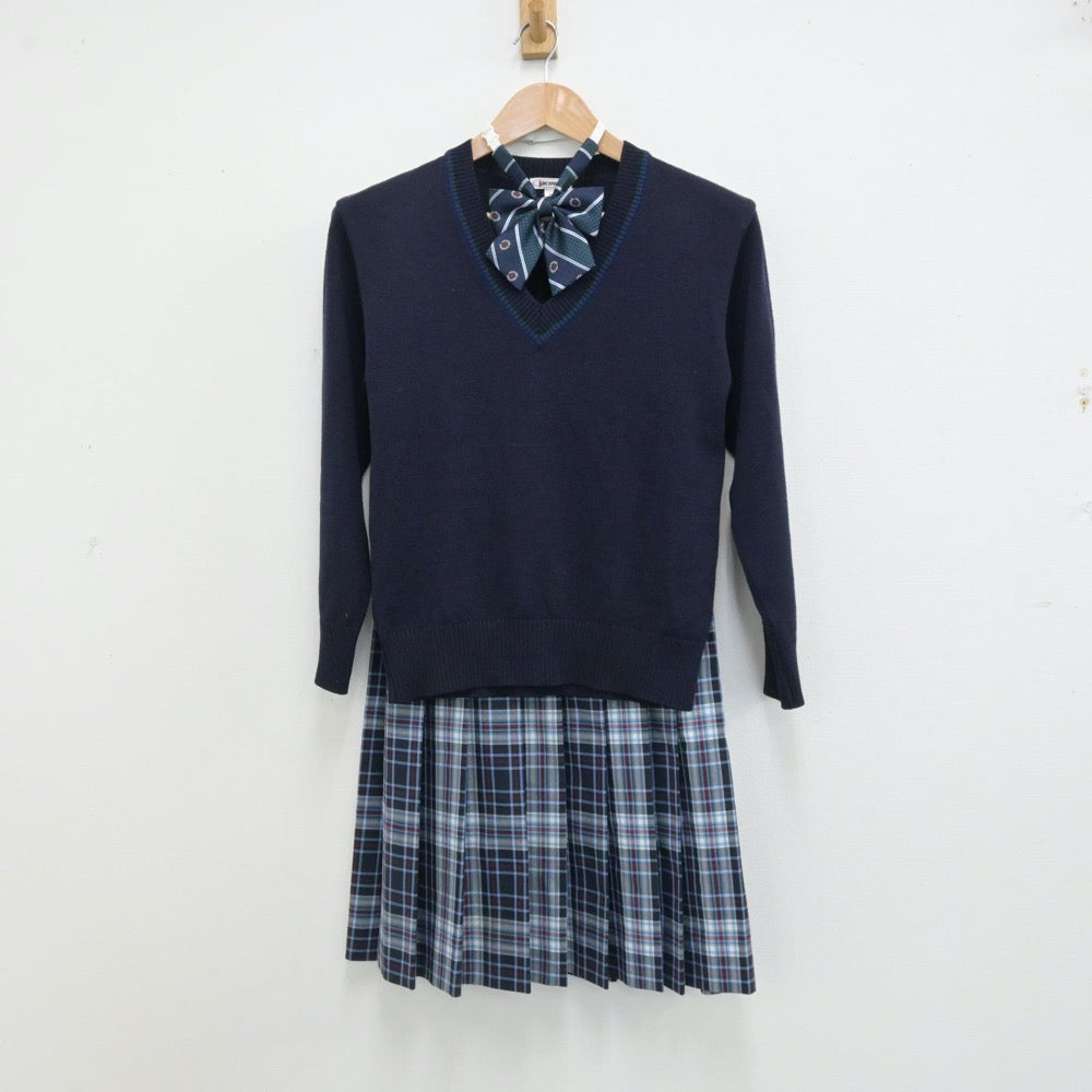 【中古】東京都 立正大学付属 立正高等学校 女子制服 3点（ニット・スカート）sf013245