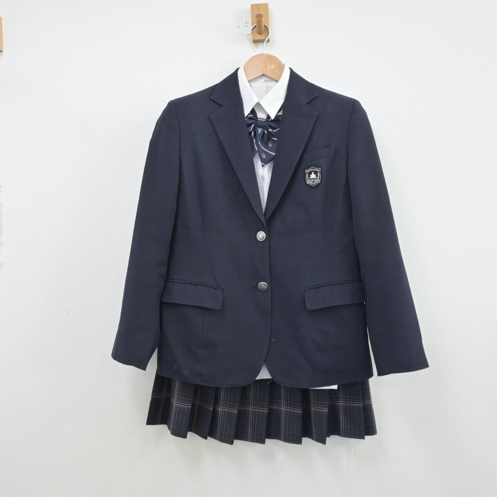 【中古】大阪府 桜塚高等学校 女子制服 5点（ブレザー・シャツ・ニット・スカート）sf013605