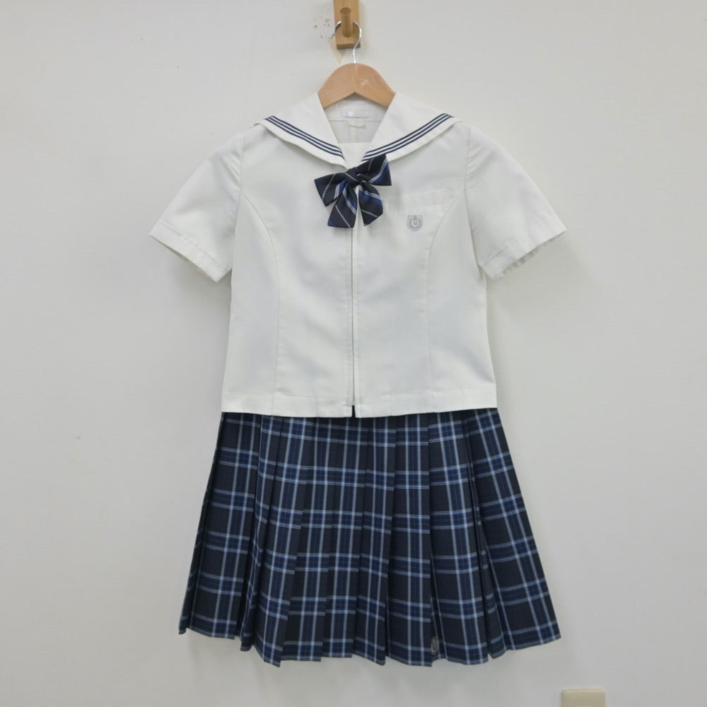 【中古】北海道 北海道札幌英藍高等学校 女子制服 4点（セーラー服・ニットベスト・スカート）sf013645