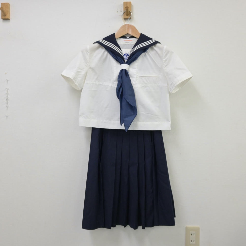 セーラー服　中学 中古制服】千葉県 成田高校付属中学校 女子制服 5点（セーラー服