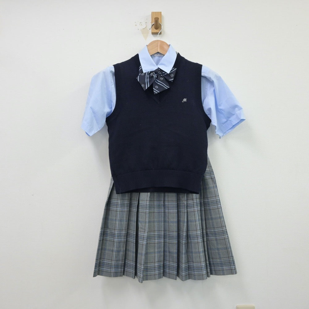 中古制服】東京都 目黒学院高等学校 女子制服 5点（シャツ・ニット