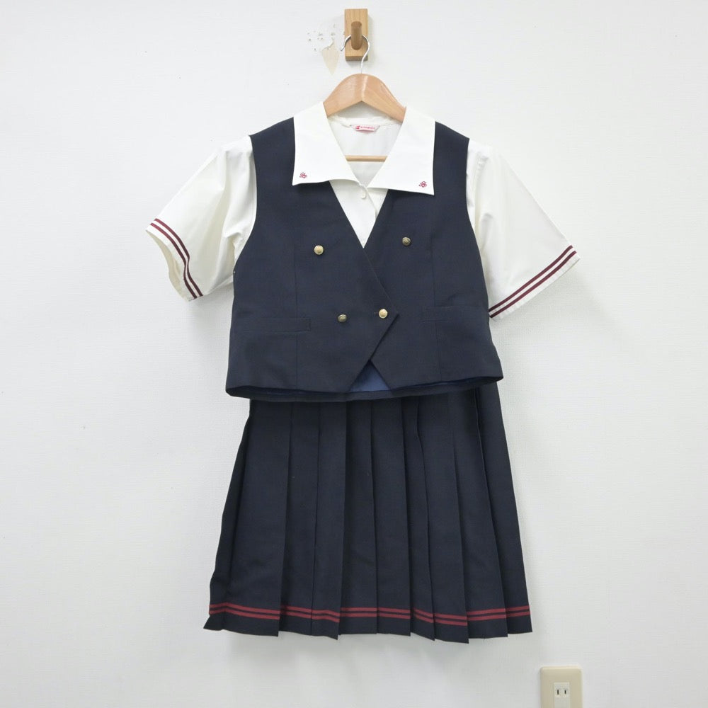 【中古】山形県 寒河江高等学校 女子制服 3点（シャツ・ベスト・スカート）sf016300