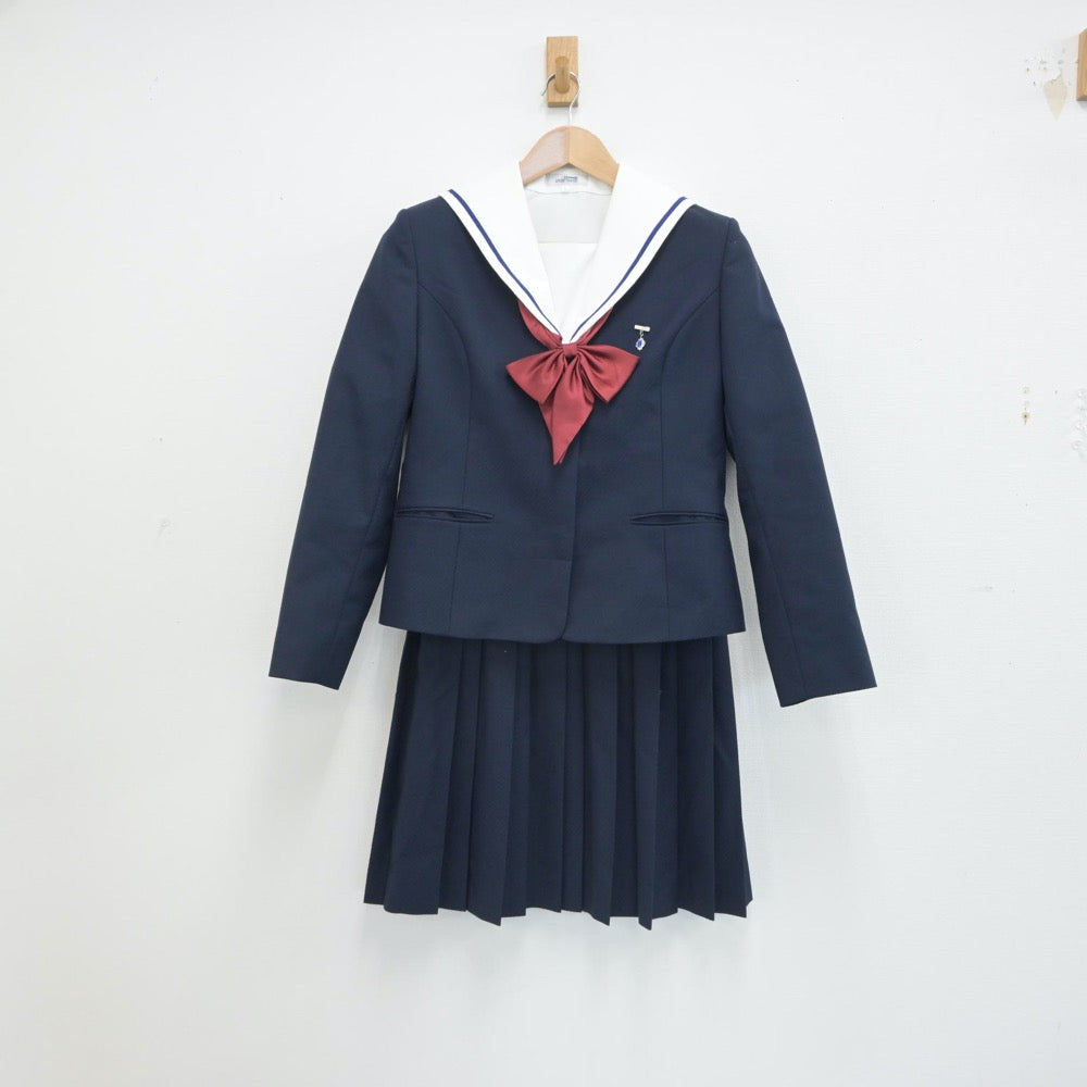 【中古】神奈川県 カリタス女子中学高等学校中等部 女子制服 5点（セーラー服・ブレザー・スカート）sf016375