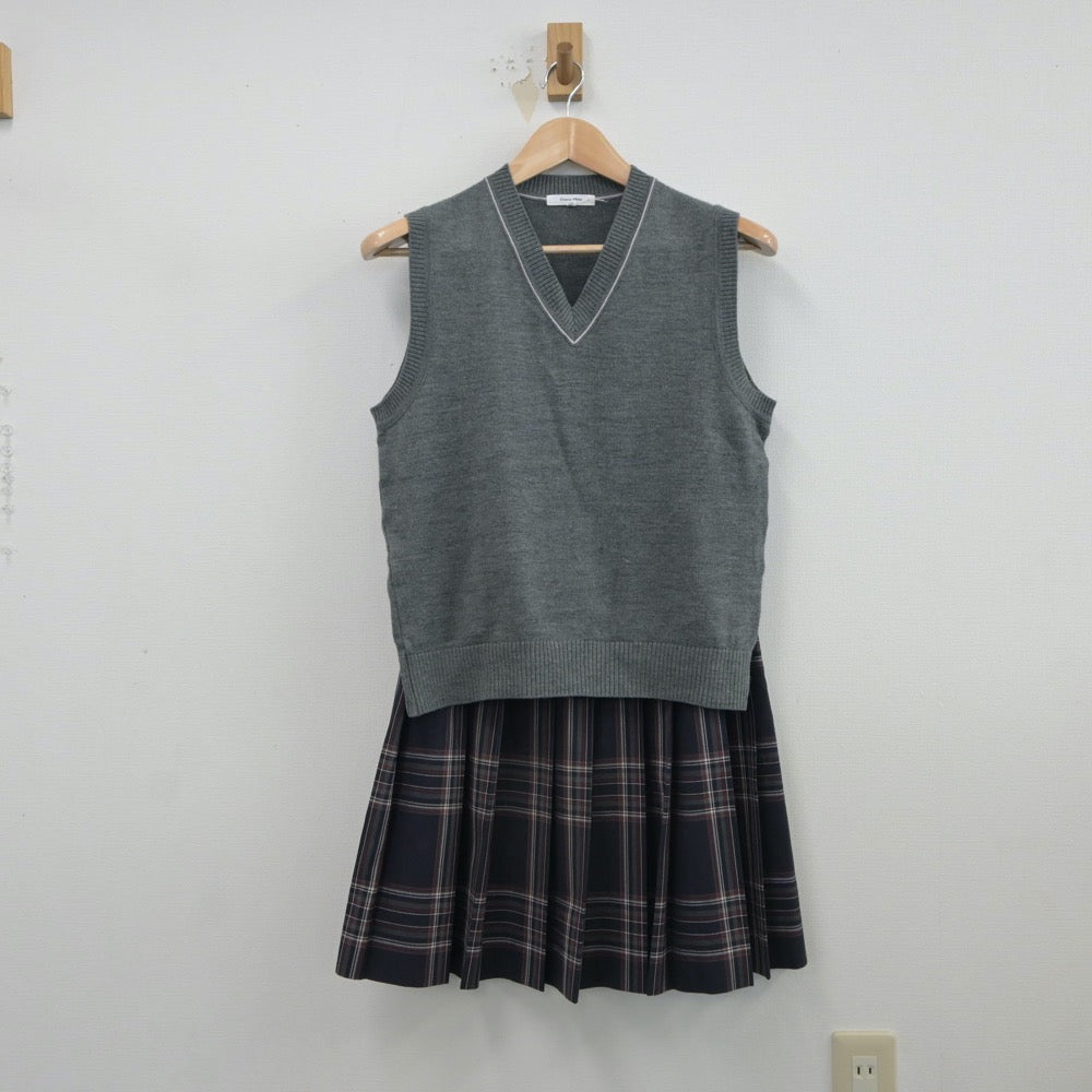 【中古】埼玉県 開智未来高等学校 女子制服 3点（ニットベスト・スカート）sf017081