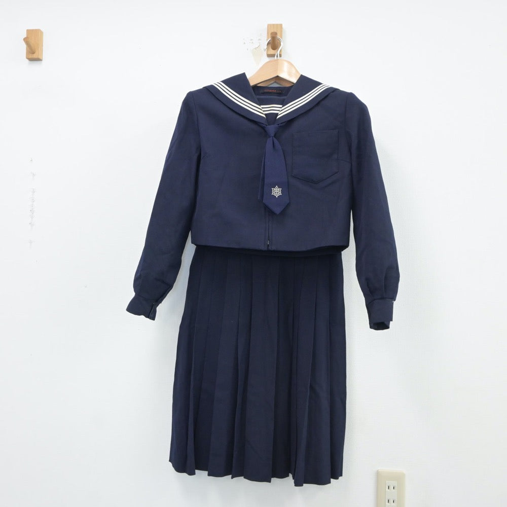 【中古】茨城県 土浦第六中学校 女子制服 3点（セーラー服・ジャンパースカート）sf017812