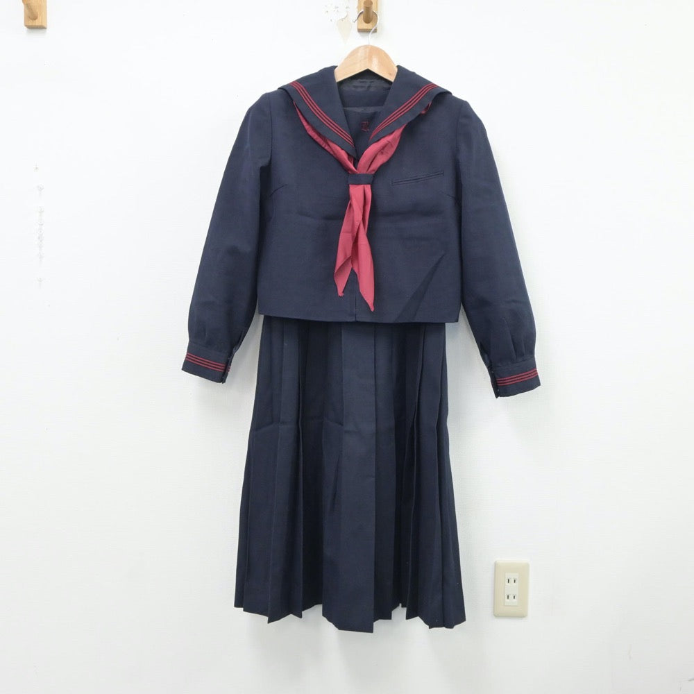 【中古】東京都 墨田区立両国中学校 女子制服 3点（セーラー服・ニット・ジャンパースカート）sf018344