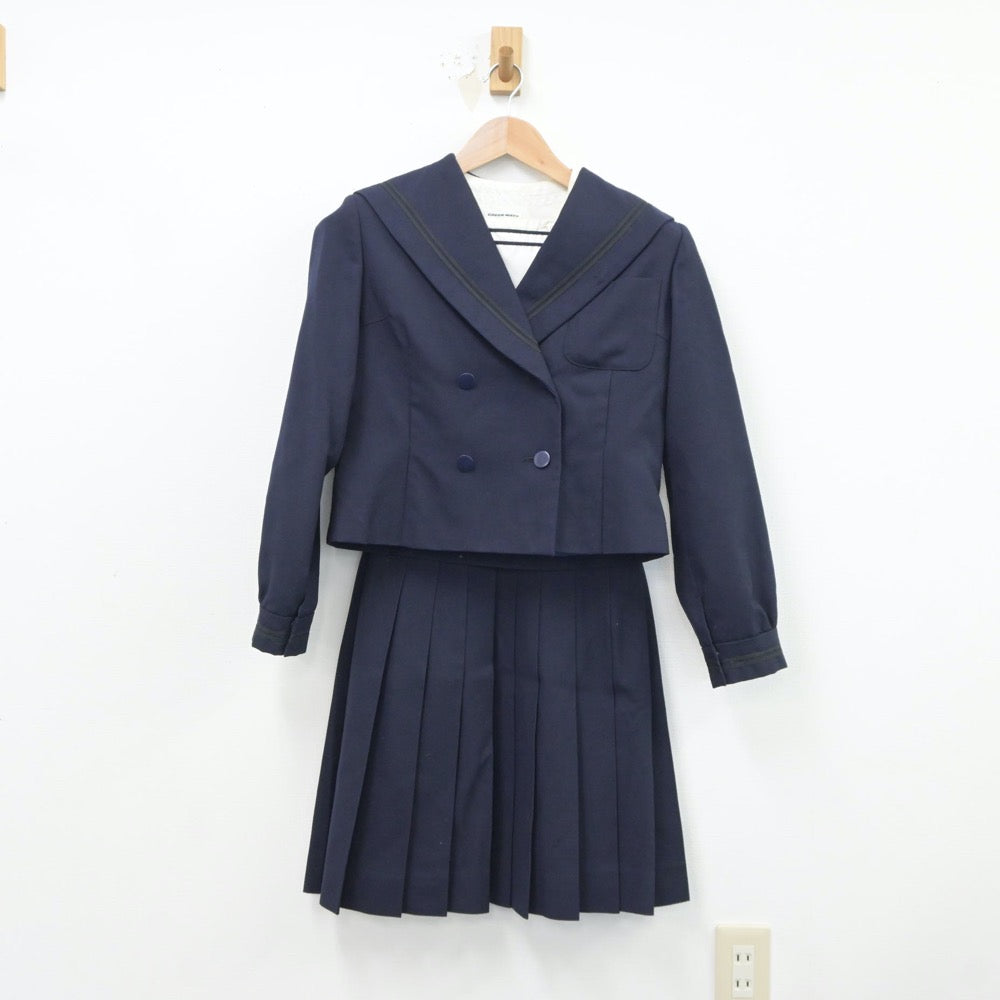 【中古】福島県 郡山商業高等学校 女子制服 5点（セーラー服・ニット・シャツ・スカート）sf018944