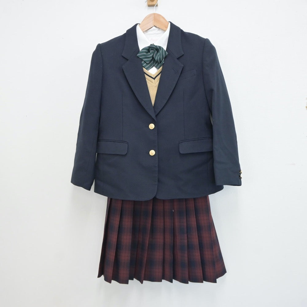 【中古】静岡県 静岡県立小笠高等学校 女子制服 5点（ブレザー・シャツ・ニット・スカート）sf019213