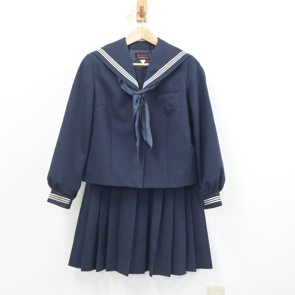 中古制服】千葉県 富津中学校 女子制服 3点（セーラー服