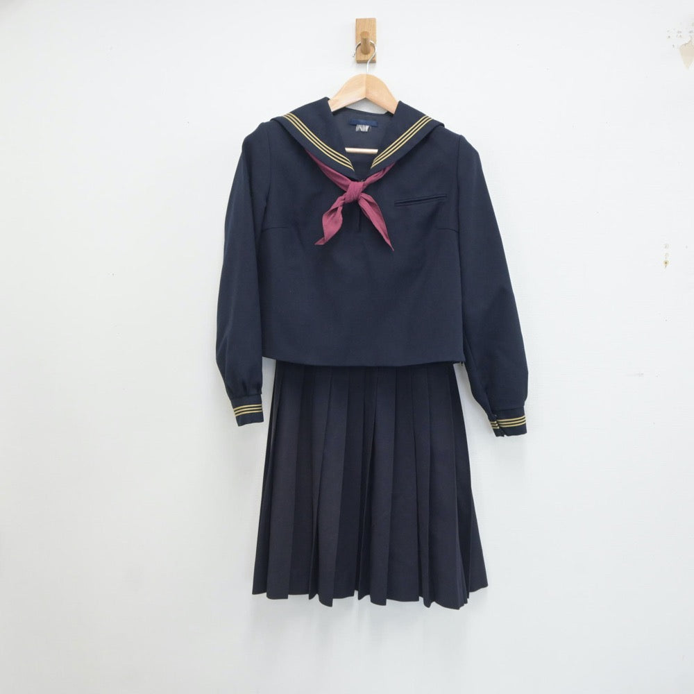 【中古】青森県 弘前学院聖愛高等学校 女子制服 3点（セーラー服・ニット・スカート）sf021313