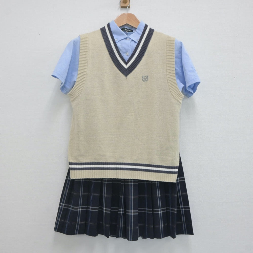 【中古】東京都 品川翔英高等学校 女子制服 4点（シャツ・ニットベスト・スカート）sf021562