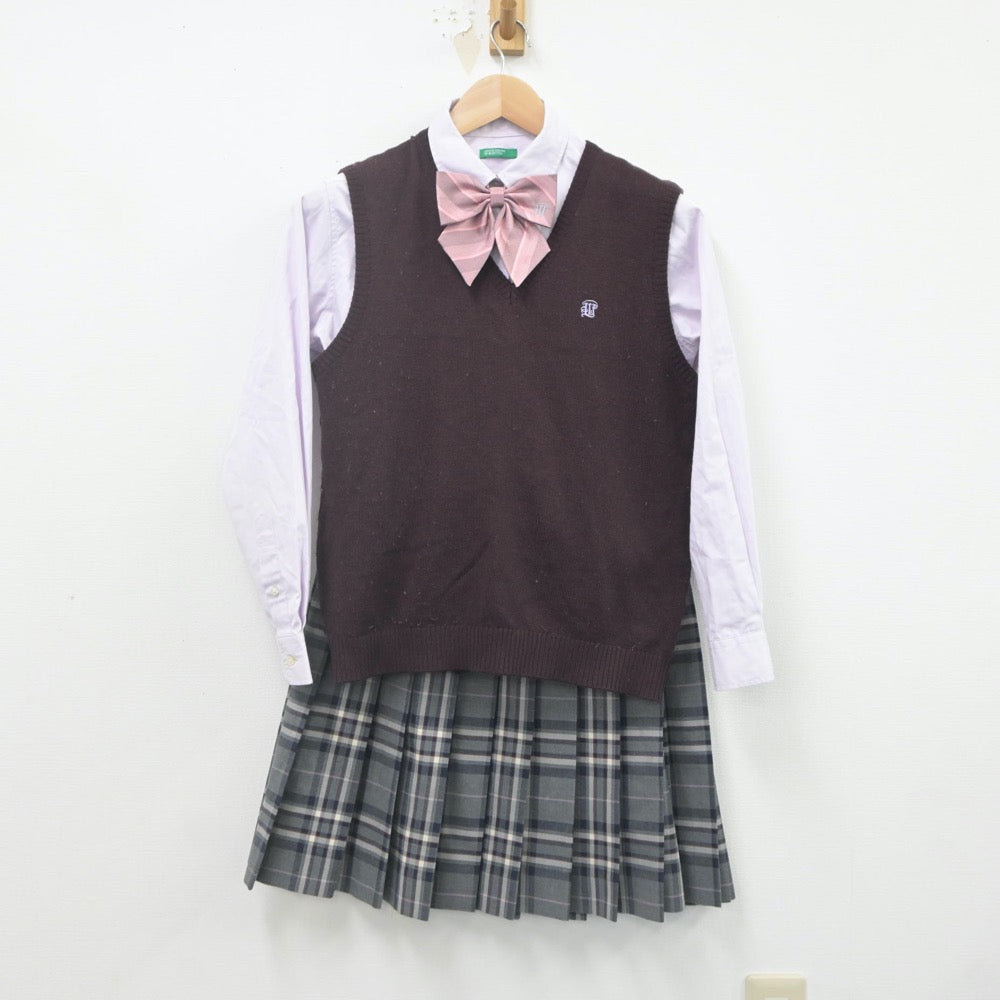 中古制服】福岡県 福岡大学附属若葉高等学校 女子制服 4点（ニット