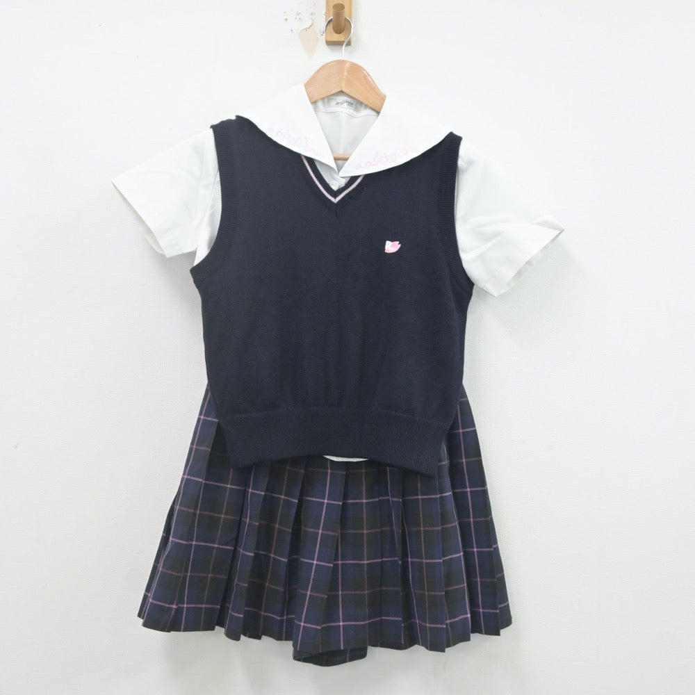 中古制服】鹿児島県 龍桜高等学校 女子制服 3点（ニットベスト