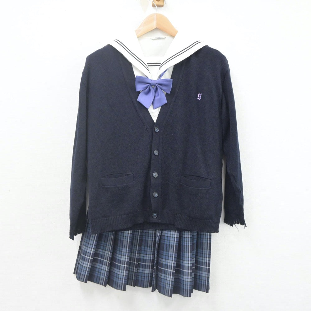 【中古】岡山県 倉敷翠松高等学校 女子制服 4点（ニット・セーラー服・スカート）sf022621