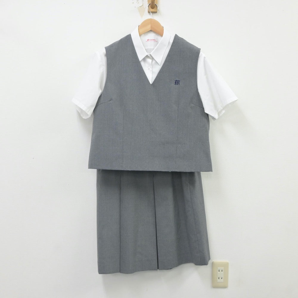 【中古】神奈川県 南加瀬中学校 女子制服 3点（ベスト・シャツ・スカート）sf023117