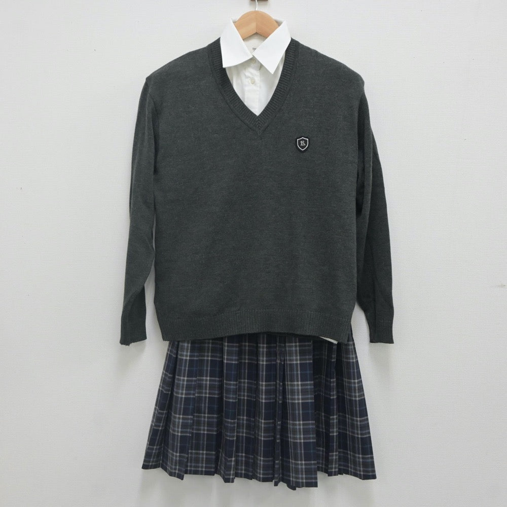 中古制服】広島県 賀茂高等学校 女子制服 3点（シャツ・ニット