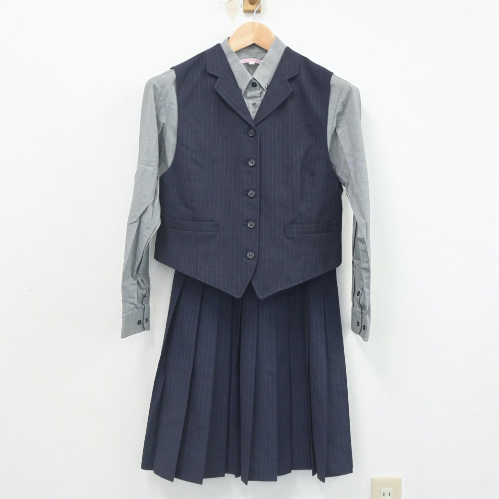 【中古】愛知県 藤ノ花女子高等学校 女子制服 4点（シャツ・ベスト・スカート）sf023514