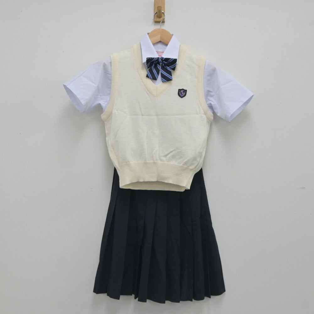 【中古】岐阜県 本巣松陽高等学校 女子制服 4点（ニットベスト・シャツ・スカート）sf023610