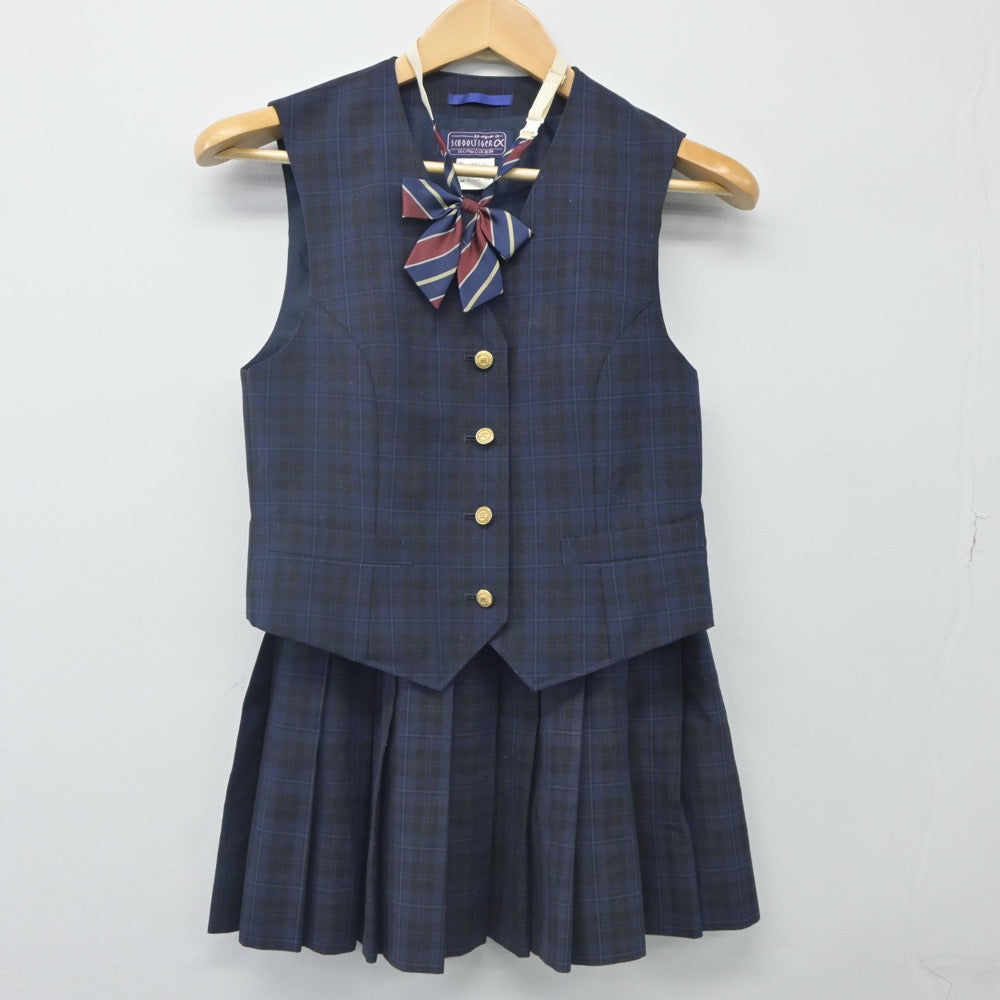 【中古】千葉県 幕張総合高等学校 女子制服 3点（ベスト・スカート）sf024257