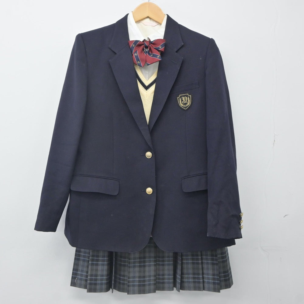 【中古】岐阜県 八百津高等学校 女子制服 5点（ブレザー・ニットベスト・シャツ・スカート）sf024258