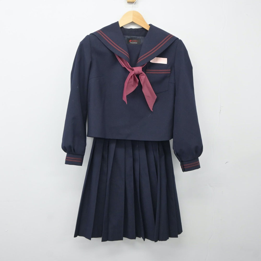 中古制服】岡山県 作東中学校 女子制服 3点（セーラー服