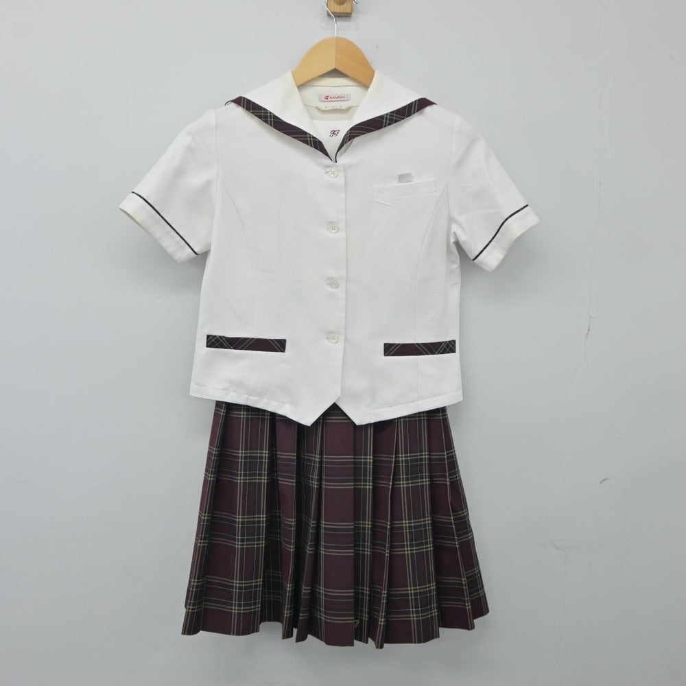 【中古】大阪府 文の里中学校 女子制服 2点（シャツ・スカート）sf024922