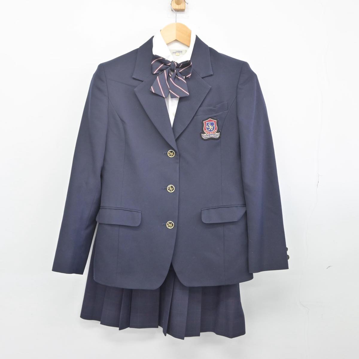 【中古】北海道 札幌北斗高等学校 女子制服 5点（ブレザー・ニット・シャツ・スカート）sf028396