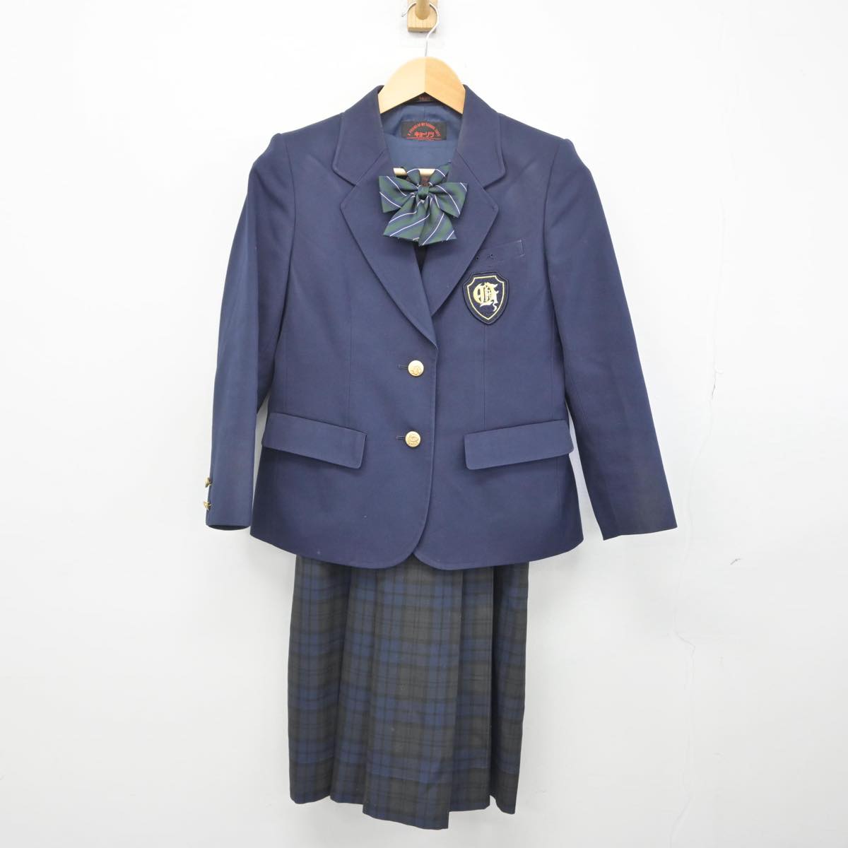 【中古】広島県 大州中学校 女子制服 3点（ブレザー・ジャンパースカート）sf029393