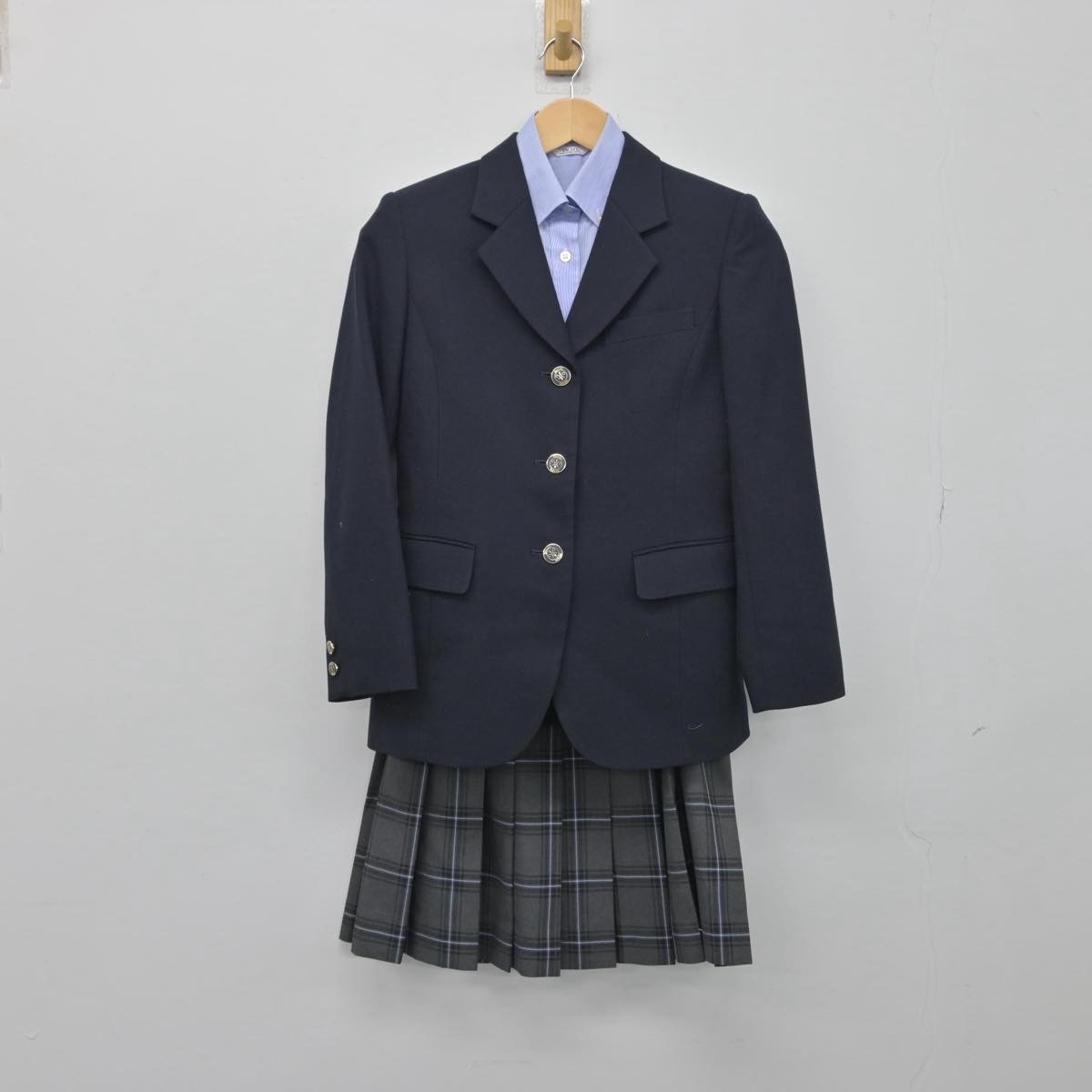 中古】神奈川県 湘南学園中学校 女子制服 3点（ブレザー・シャツ