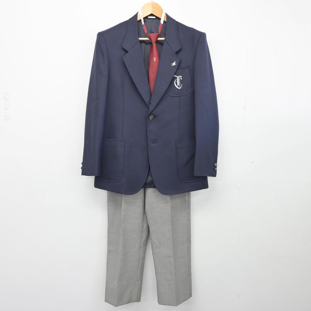 中古】神奈川県 茅ヶ崎中学校 男子制服 4点（ブレザー・ズボン